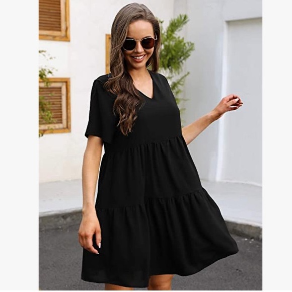 Women's Loose Swing Dress Casual Short Flowy Tunic Babydoll Dress ( WITH TAG ) - Picture 2 of 7